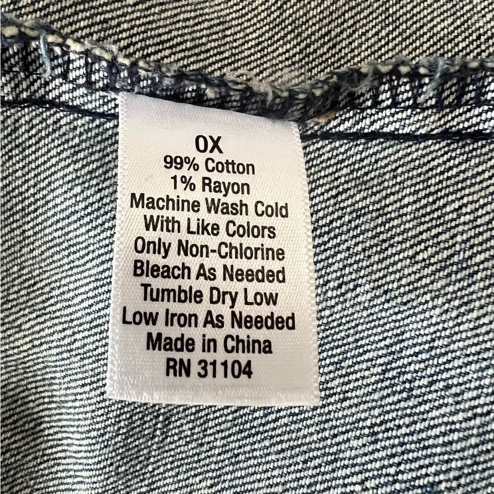 NWOT True Craft Distressed Cropped Blue‎ Jean Jacket - 0X